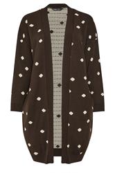 YOURS Plus Size Chocolate Brown Polka Dot Knitted Cardigan | Yours Clothing 5