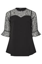YOURS Plus Size Black Floral Embellished Lace Sweetheart Top | Yours Clothing 5