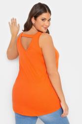 YOURS Plus Size Curve Orange Bar Back Vest Top | Yours Clothing 3