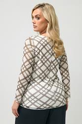 YOURS LONDON Plus Size Ivory White & Brown Check Top | Yours Clothing 4