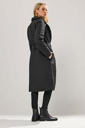 LTS Tall Black Belted Padded Midi Coat | Long Tall Sally 2