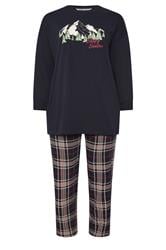 YOURS Curve Blue 'Sleep Season' Check Pyjama Gift Set