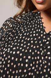 YOURS Plus Size Black Polka Dot Print Pleated Blouse | Yours Clothing 5