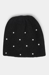 Black Diamante Beanie
