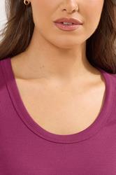 YOURS Plus Size Dark Pink Ribbed Scoop Neck Top | Yours Clothing 4
