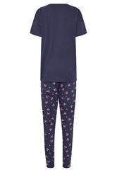 LTS Tall Women's Navy Blue Bow Print Cotton Cuffed Pyjama Set | Long Tall Sally 6