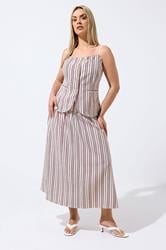 LIMITED COLLECTION Plus Size Red & White Stripe Strappy Waistcoat | Yours Clothing 1