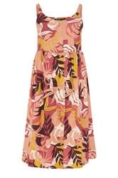YOURS Curve Orange Tropical Print Linen Midi Dress