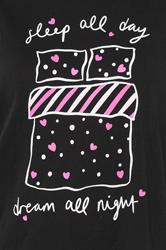 YOURS Plus Size Black 'Sleep All Day' Sleep Tee Nightdress | Yours Clothing 4