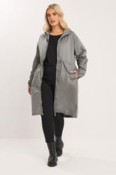 YOURS Plus Size Grey Lightweight Longline Parka Jacket | Yours Clothing 3