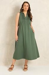 EVANS Plus Size Khaki Green Henley Maxi Dress | Evans 3