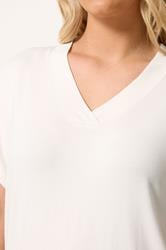 YOURS Plus Size V-Neck Ivory White T-Shirt | Yours Clothing 4