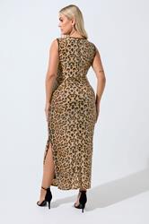 LIMITED COLLECTION Plus Size Brown Leopard Print Sequin Maxi Dress | Yours Clothing 2