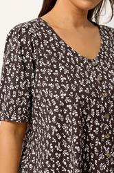 YOURS Plus Size Chocolate Brown Floral Button Front Top | Yours Clothing 4