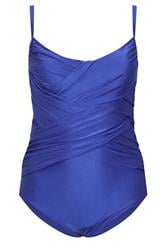 YOURS Curve Blue Super Sculpt Crossover Swimsuit