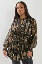 YOURS Plus Size Black Leopard Print Tie Front Blouse | Yours Clothing 3