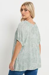 YOURS Plus Size Sage Green Textured Ditsy Floral Top | Yours Clothing 2