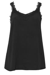 EVANS Curve Black Lace Trim Cami Vest Top