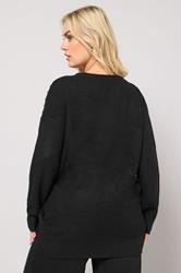 YOURS Plus Size Black Diamante Embellished Knitted Jumper | Yours Clothing 2