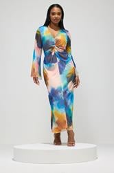YOURS LONDON Plus Size White Blurred Floral Mesh Maxi Dress | Yours Clothing 1