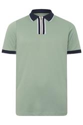 BadRhino Big & Tall Green Texture Zip Polo Shirt | BadRhino 5