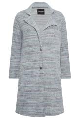 YOURS LUXURY Plus Size Blue Marl Button Front Midi Jacket | Yours Clothing 7