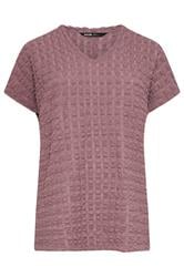 YOURS Curve Dusky Pink Bubble Textured T-Shirt