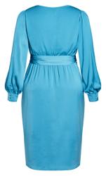 Evans Blue Satin Wrap Midaxi Dress 5
