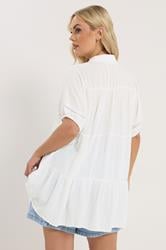 YOURS Plus Size White Tiered Crochet Detailed Shirt | Yours Clothing 4
