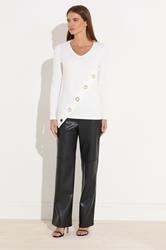 STAR Ivory White Asymmetric Eyelet Detail Top | StarByJM 1