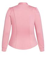 Piping Praise Blush Collarless Jacket | Evans