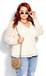 Evansh Cream Lace Long Sleeve Peplum Top 3