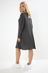 YOURS Plus Size Charcoal Grey Textured Pocket Dress | Yours Clothing 2