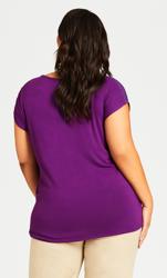 Evans Purple Cut Out Detail T-Shirt 3