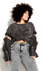 Evans Black Wash 'Santa Cruz' Glitter Embellished T-Shirt 5
