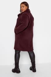 YOURS Curve Plus Size Dark Red Faux Fur Coat | Yours Clothing  5