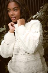 YOURS Plus Size Ivory White Boucle Pointelle Knit Jumper | Yours Clothing 3