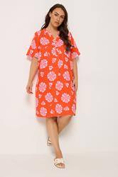 YOURS Plus Size Orange Floral Pleat Front Dress | Yours Clothing 3