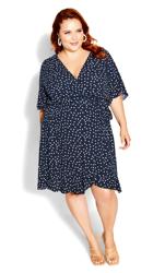 Evans Navy Polka Dot Wrap Dress 2