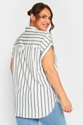YOURS Curve Plus Size White Stripe Short Sleeve Shirt | Yours Clothing 3