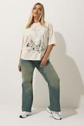 LIMITED COLLECTION Plus Size Cream Graphic Western Lace Detail T-Shirt | Yours Clothing 3
