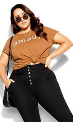 Evans Brown 'Amour' Slogan T-Shirt 1