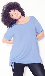 EVANS Plus Size Leisure Blue Ruched Hem Active Top | Evans 5