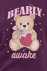 YOURS Plus Size Burgundy Red 'Bearly Awake' Pyjama Set | Yours Clothing 4