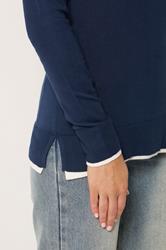 LTS Tall Women's Navy Blue Layered Knitted Jumper | Long Tall Sally 4