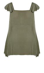 Evans Olive Green Broderie Detail Cap Sleeve Swing Tunic 8