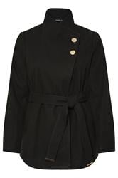 YOURS Curve Black Formal Wrap Coat