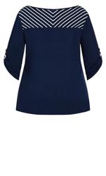 Evans Navy Keyhole Stripe Top 11