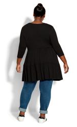 Evans Black Amaya 3/4 Sleeve Plain Tunic 4