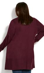 Evans Burgundy Red Knit Waterfall Cardigan 3